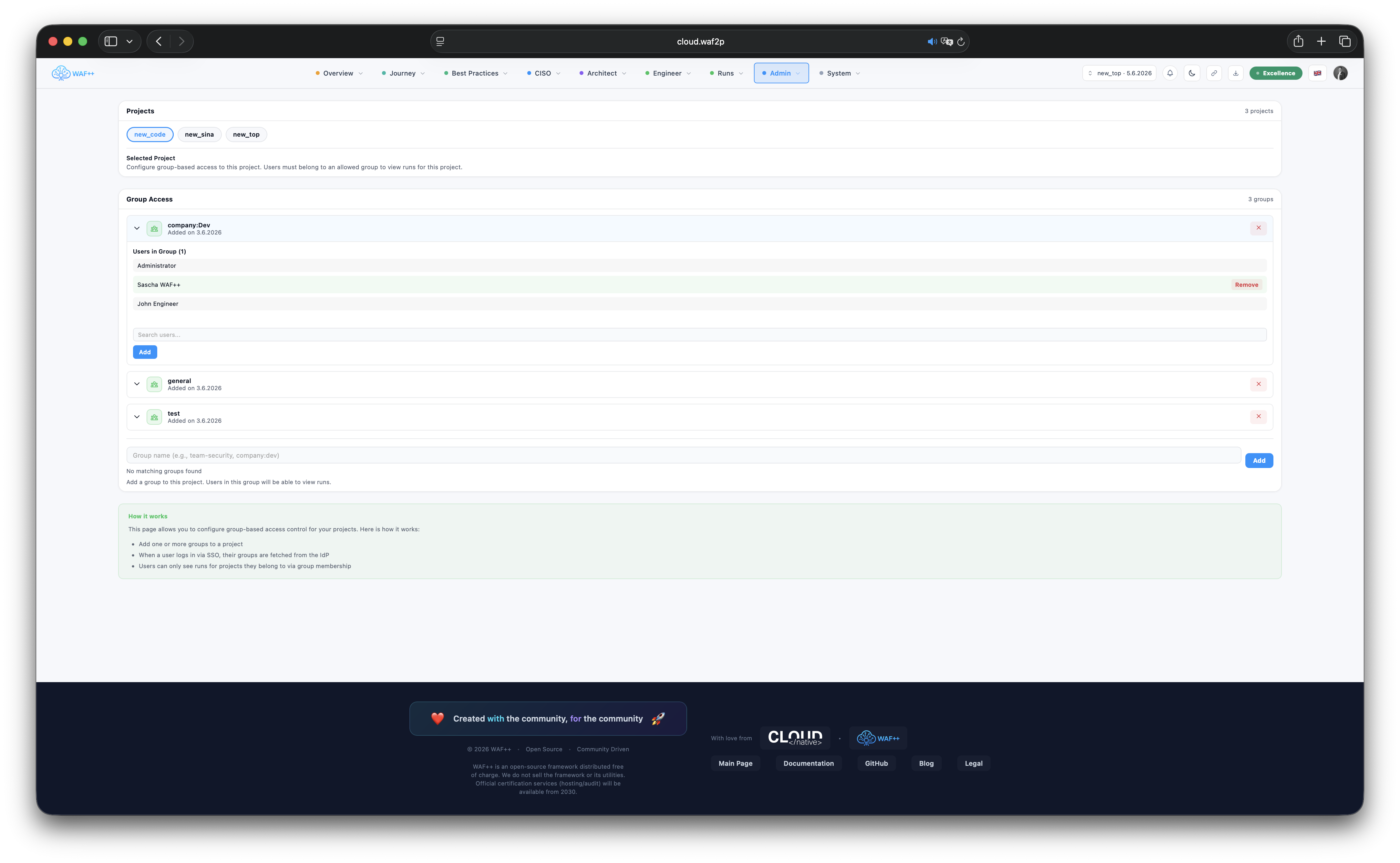 Project User Mapping showing role assignments