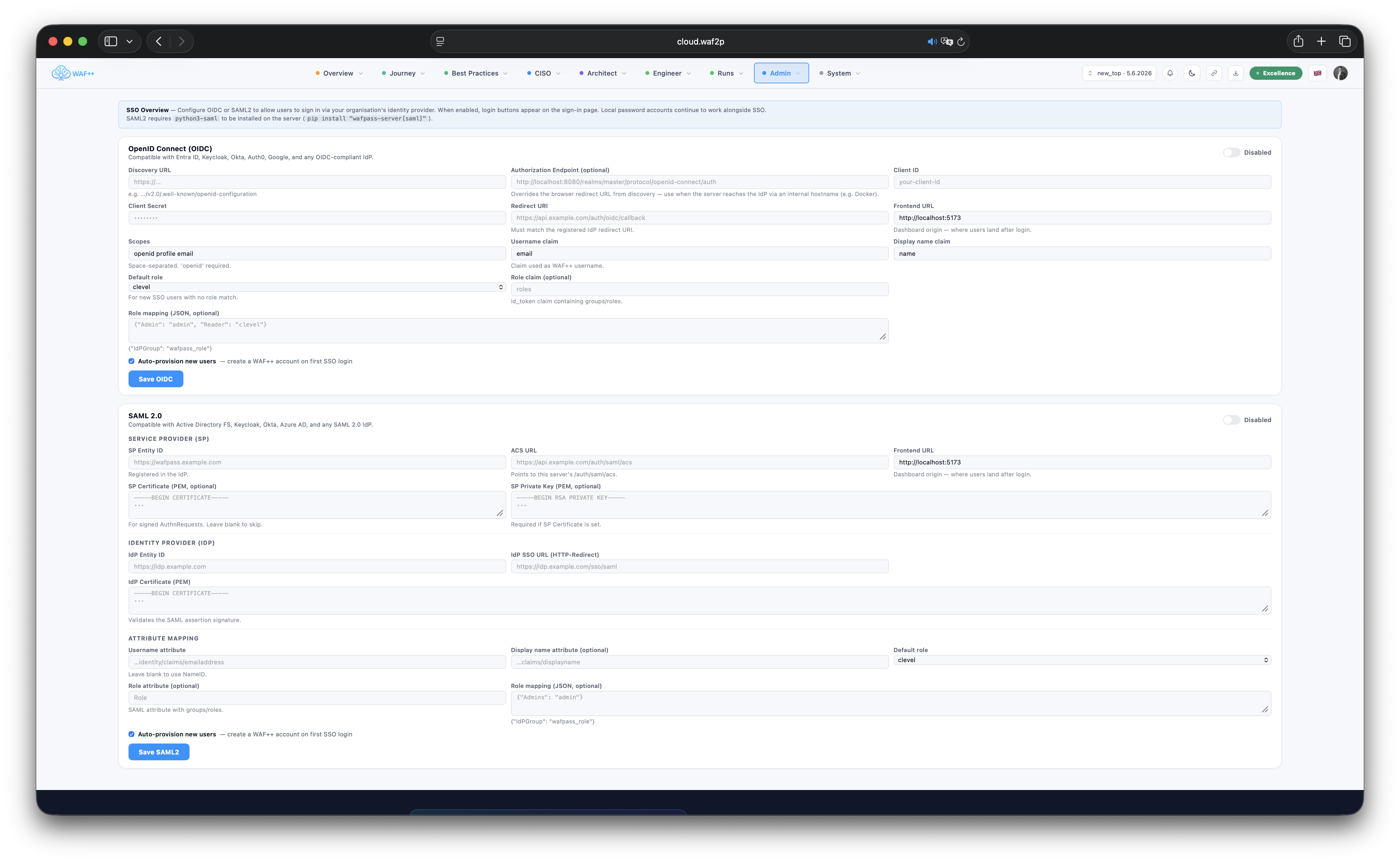 SSO Settings showing identity provider configuration